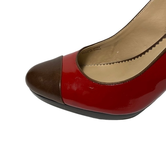 TAHARI Red Parent / Leather Sling Back Size 8M Women's Shoes With Brown Toe Cap - Picture 14 of 15